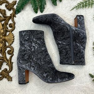 Marc Fisher Paisley Gray Velour Booties
